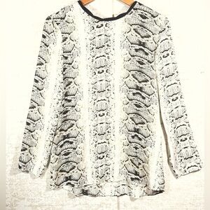 ZARA Basic Sheer Crew Neck Animal Print Blouse Sz M Neutral Capsule Wardrobe